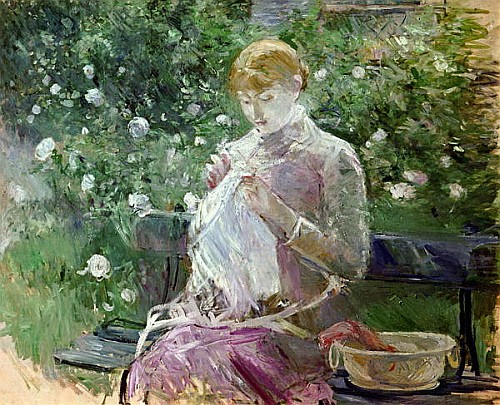 Berthe Morisot - Pasie sewing in Bougival's Garden, 1881 