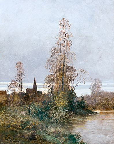 Eduard Köster - Pond at the edge of a small city