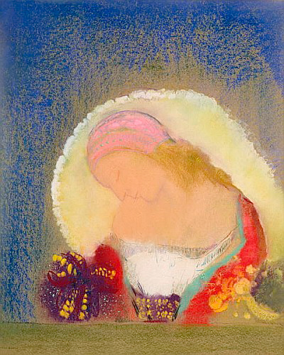 Odilon Redon - Profile of a Girl with Flowers