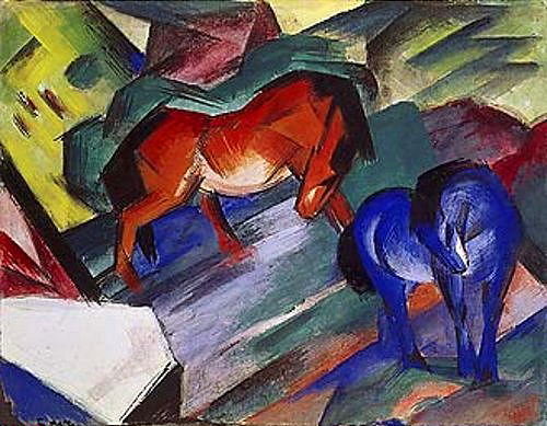 Franz Marc - Red and blue horse
