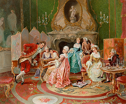 Jean Hector H. Gambert - Rokokoscene in the music saloon of Louis XV.
