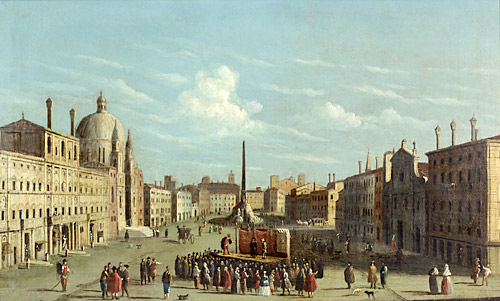 Bernardo Bellotto - Umfeld des Canaletto - Rom-Piazza Navona with theatre