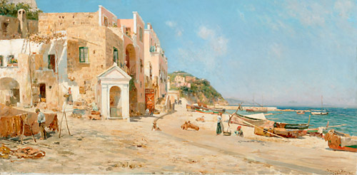 Bernardo Hay - Scene at the beach of Capri