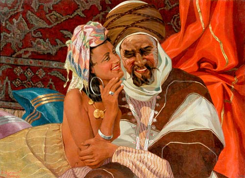 Image result for Order painting 'Scheherazade and sultan' by A. Luschenko