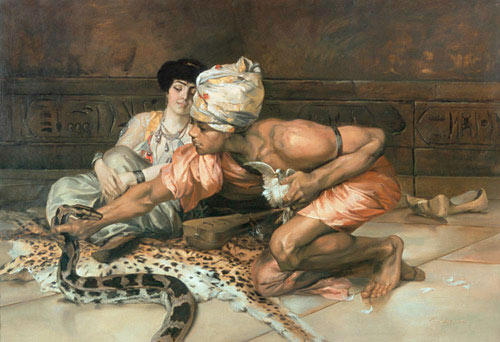 Eugène Pavy - Snake charmer and a lady of a harem