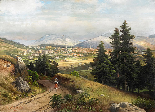Carl Gustav Rodde - Southern German landscape with a view of the city