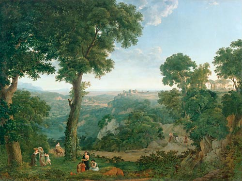 Johann Jacob (Müller von Riga Müller - Southern landscape with resting at the way edge
