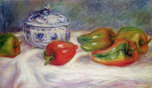 Pierre-Auguste Renoir - Still life with a sugar bowl and red peppers