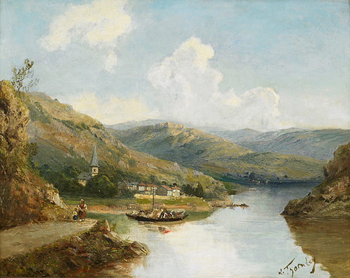 Georges William Thornley - Summery river landscape