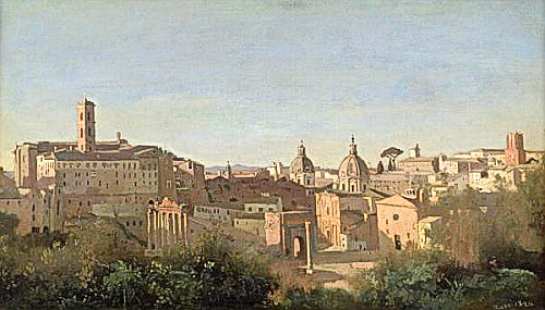Jean Baptiste Camille Corot - The Forum seen from the Farnese Gardens, Rome
