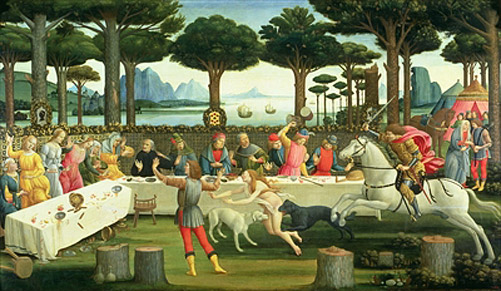 Sandro Botticelli - The Story of Nastagio degli Onesti: Nastagio Arranges a Feast at which the Ghost