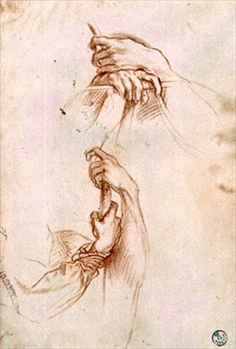 Sandro Botticelli - Two studies of a young man's pair of hands