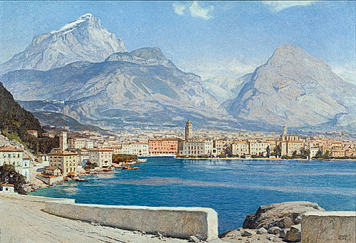 Erich Kips - View of Riva at lake Garda
