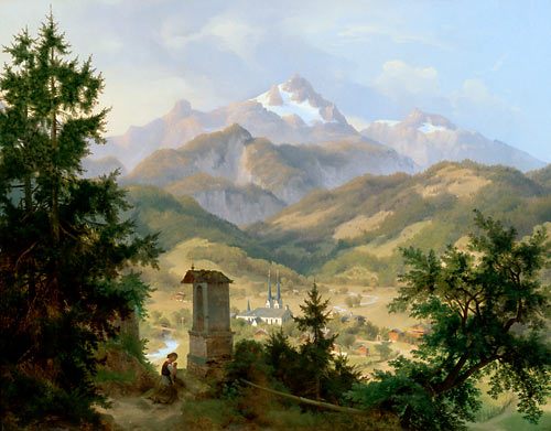 Eduard Biermann - View onto Berchtesgaden and the Watzmann