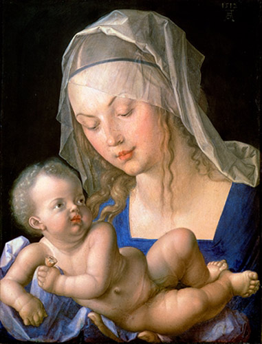 Albrecht Dürer - Virgin and child holding a half-eaten pear