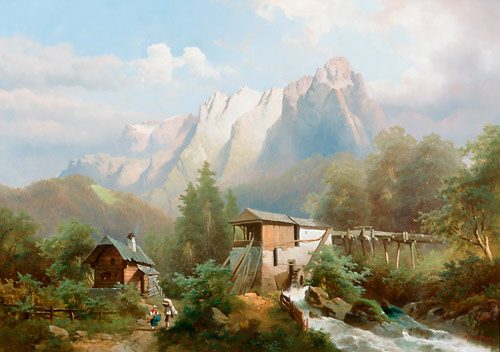 Josef Thoma - Water mill in the mountain valley
