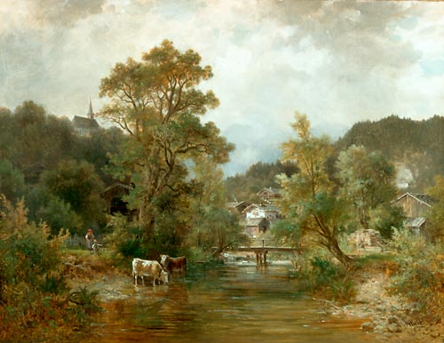 Ludwig Sckell - Watering place in a Bavarian river valley