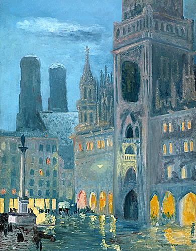 Charles Palmié - Winter evening at Munich Marienplace