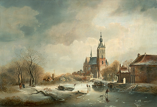 Cornelius Pieter T Hoen - Winter landscape at a river
