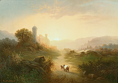 R. Heidland - Carriage ride at an evening mountain valley