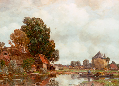 Gilbert von Canal - Clouds in summer above a landscape with a river