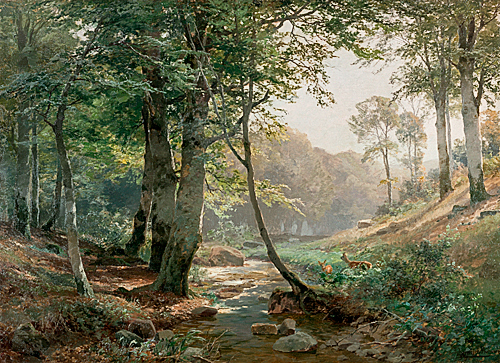 Heinrich Böhmer - Deers in beech grove