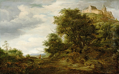 Friedrich Otto Georgi - Evening landsscape with castle