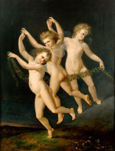 Christian Heinrich Hanson - Fairies with blossom garland