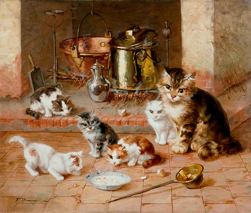 V. Demongin - Family of cats and the hot mash
