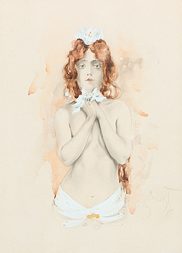Ludek Marold - Female Nude with lily flower