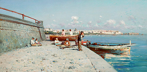 Giuseppe Laezza - Fisherman at the dock Caracciola near Naples