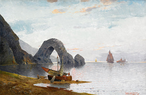 Karl Kaufmann - Fishermen at the beach of Capri in the evening