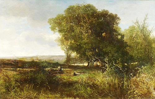 Johannes Warnadus Bilders - Forest landscape with woodcutter and wood gatherers