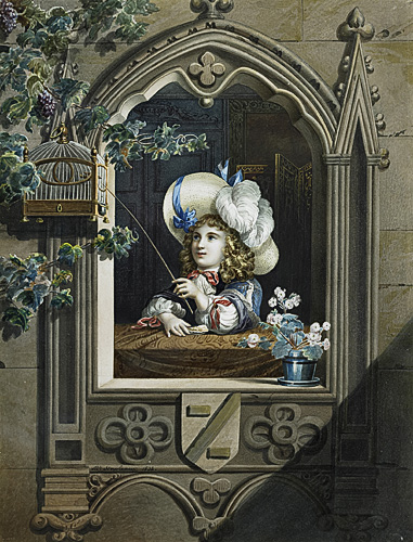 Michael Stableaux - Girl with birdcage at window