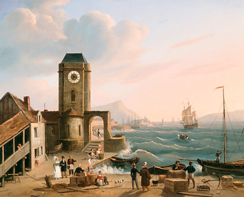 Monogrammist O.L. - Goings at a coast harbor