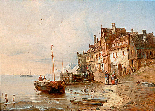 Eduard Schmidt - Harbor bay in the morning light
