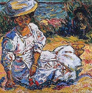 Ernst Ludwig Kirchner - Painting of a woman wearing a white dress
