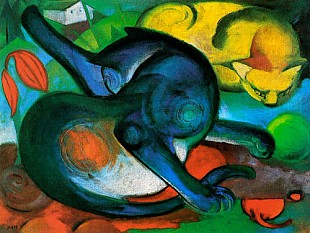 Franz Marc - Two cats, blue and yellow