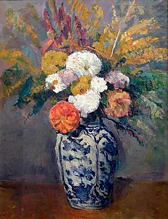 Paul Cézanne - Dahlien-bouquet in porcelain vase