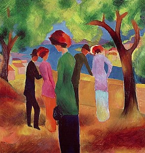 August Macke - Lady wearing a green jacket