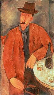 Amadeo Modigliani - A seated man leaning on a table