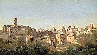Jean Baptiste Camille Corot - The Forum seen from the Farnese Gardens, Rome
