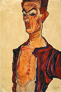 Egon Schiele - Self Portrait Screaming