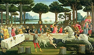 Sandro Botticelli - The Story of Nastagio degli Onesti: Nastagio Arranges a Feast at which the Ghost