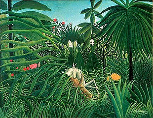 Henri Rousseau - A jaguar attacks a horse