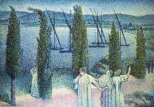 Henri-Edmond Cross - Coastal View with Cypress Trees