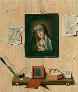Andrea Domenico Remps - Trompe-l´oeil-Still life with madonna