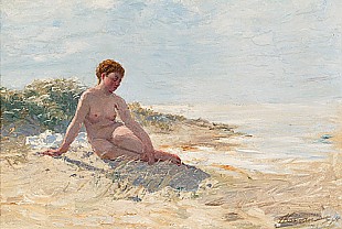 Franz Korwan - Bather at the beach of Sylt