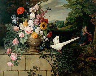 Französisch. Maler - Still life in far park landscape