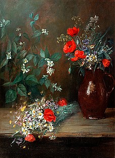 Wilhelm Stumpf - Flower stillife with meadow flowers and bush branches